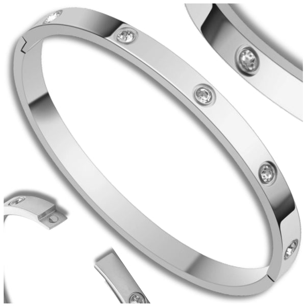 Sidabrinė standi apyrankė, chirurginis plienas 316L (spaustukas)