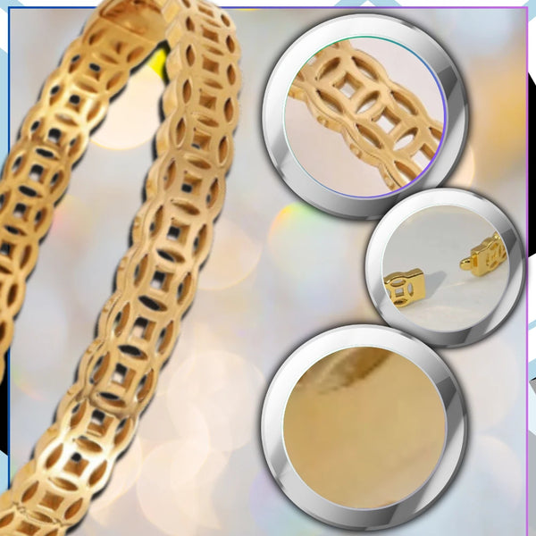 Papuošalų rinkinys: auksinė apyrankė ir žiedas, chirurginis plienas