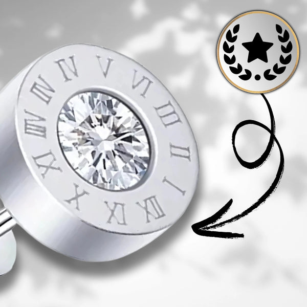 Sidabrinės spalvos auskarai su cirkoniais, chirurginis plienas (9 mm)