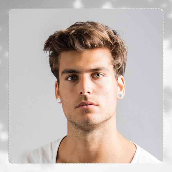 Sidabrinės spalvos auskarai su cirkoniais, chirurginis plienas (9 mm)