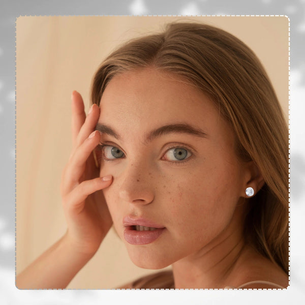 Sidabrinės spalvos auskarai su cirkoniais, chirurginis plienas (9 mm)