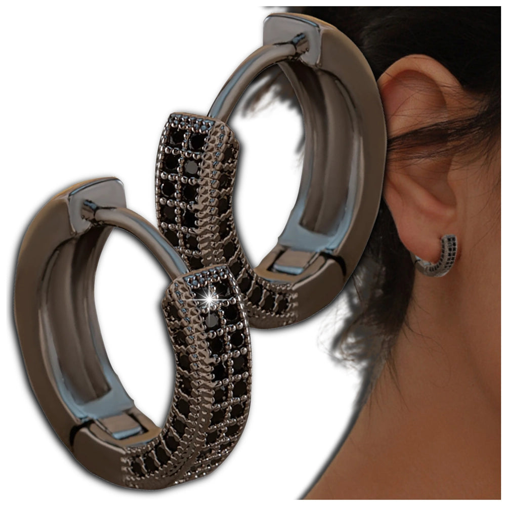 Juodi moteriški auskarai su cirkoniais