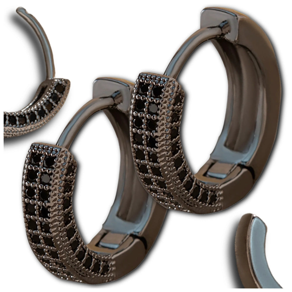 Juodi moteriški auskarai su cirkoniais