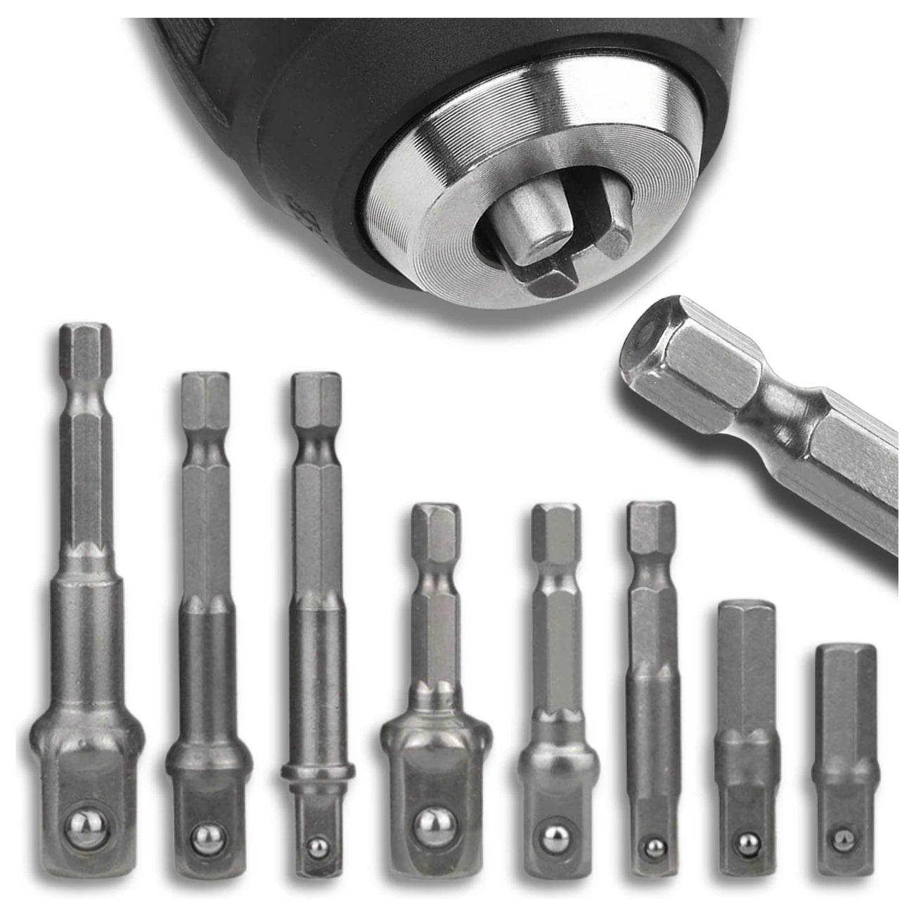 Adapterių rinkinys gręžtuvui, 8 vnt. N385