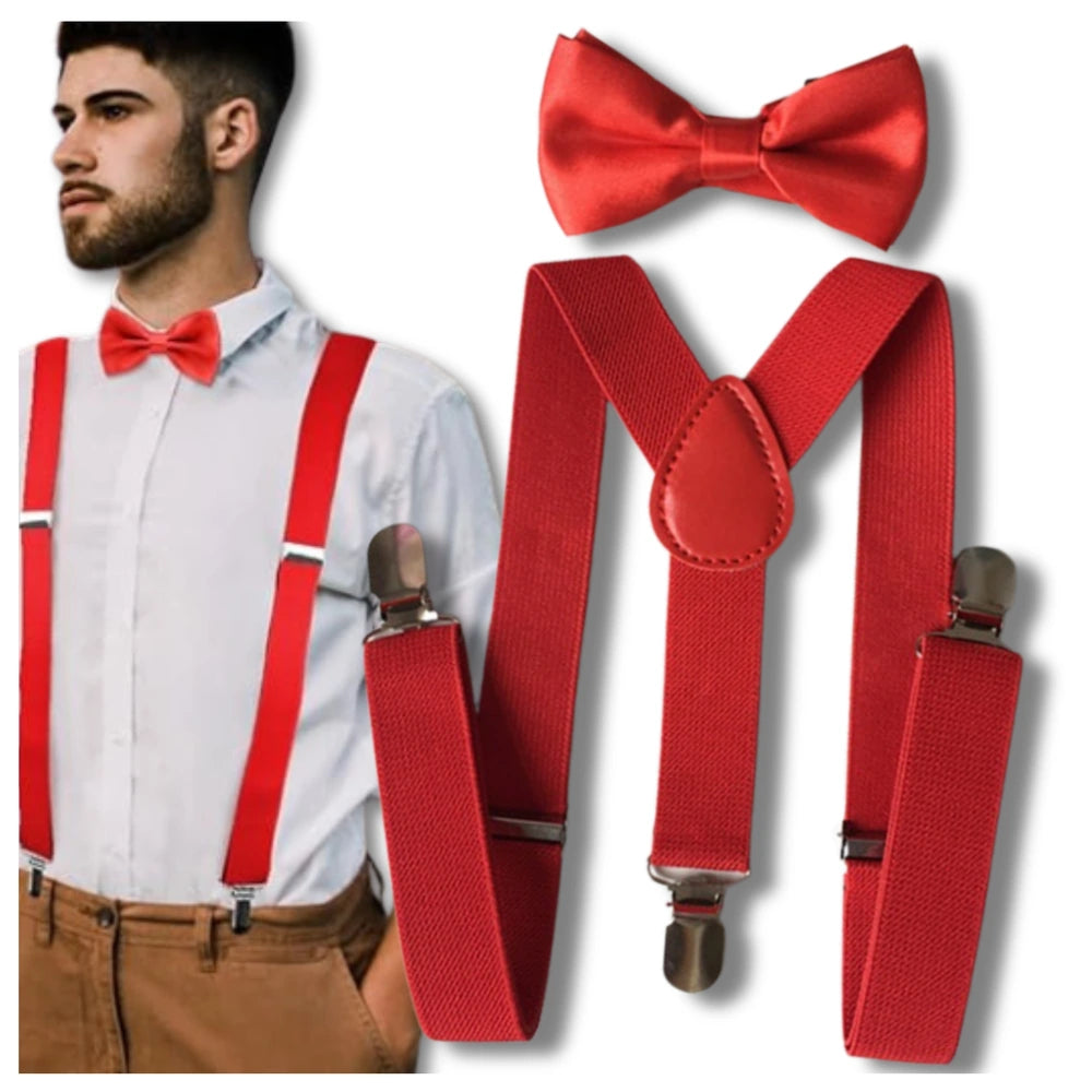 Raudoni vyriški petnešos ir peteliškė