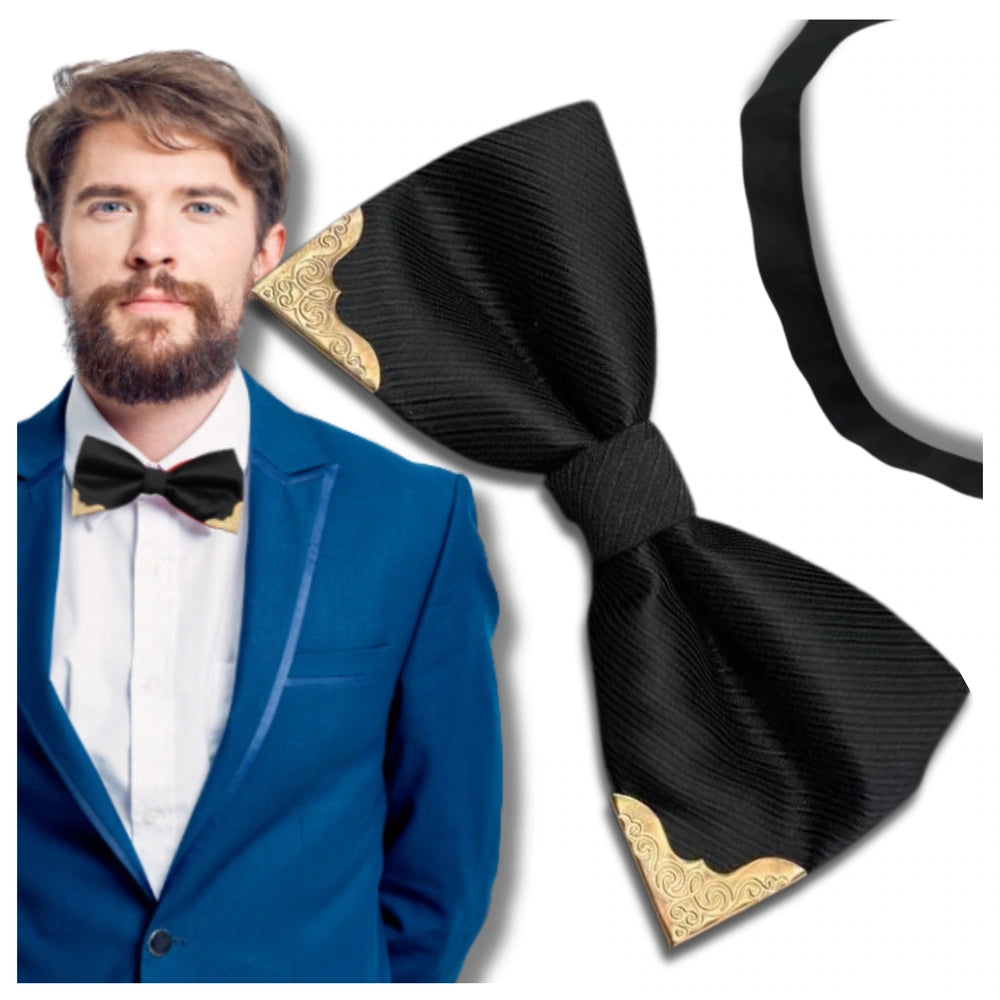 Vyriška juoda reguliuojama peteliškė su puošmenomis