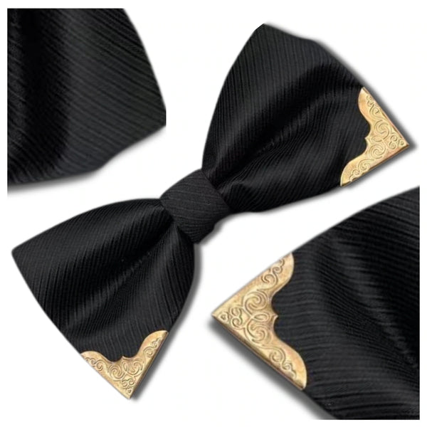 Vyriška juoda reguliuojama peteliškė su puošmenomis