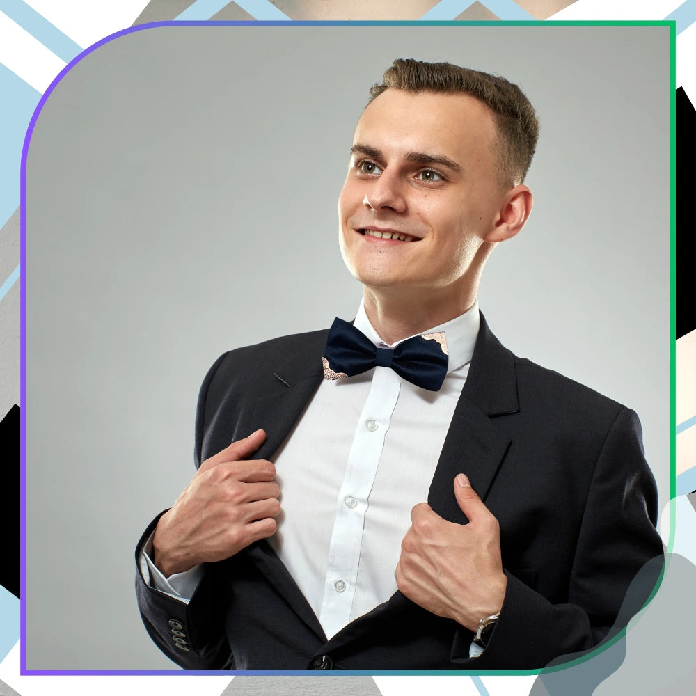 Vyriška tamsiai mėlyna reguliuojama peteliškė su puošyba