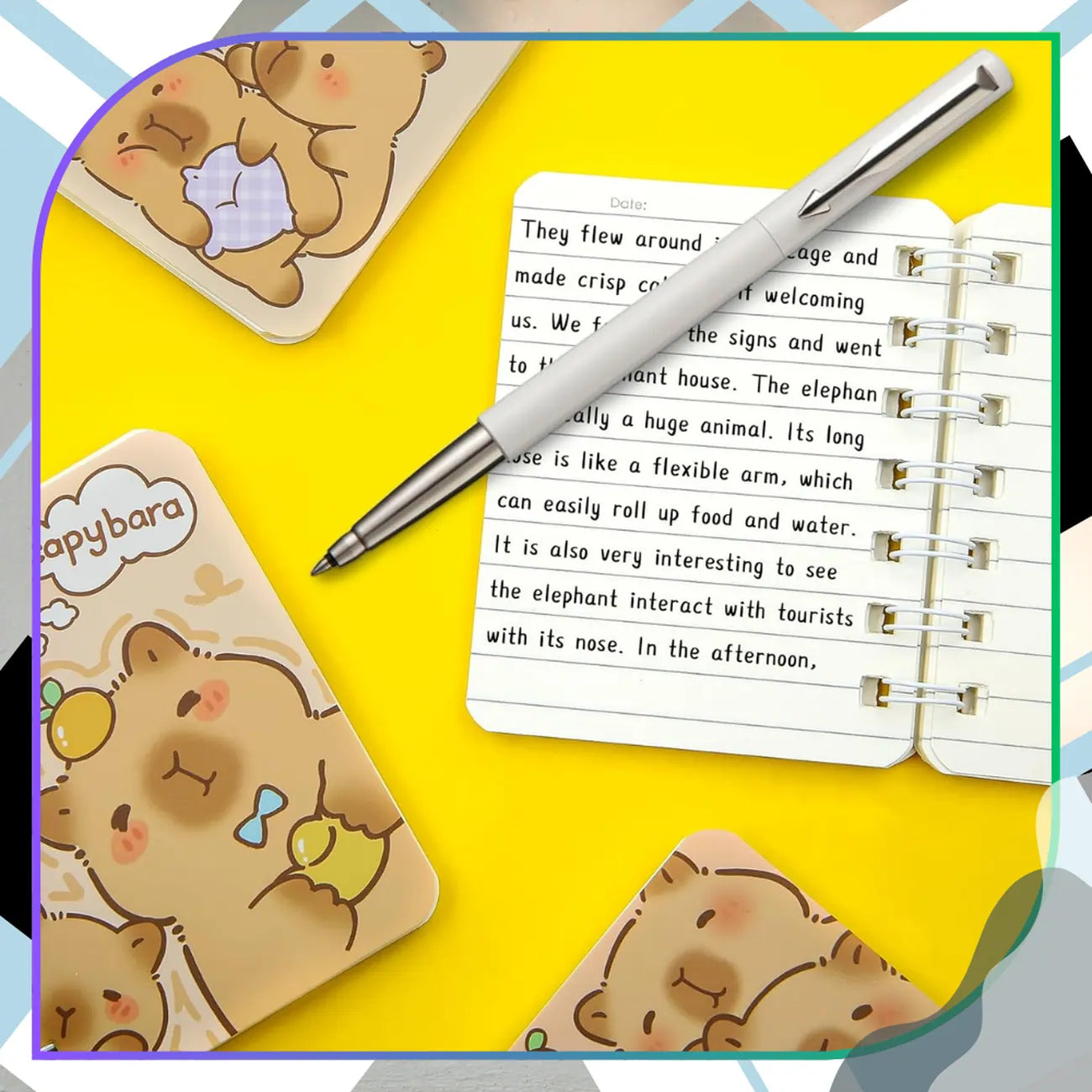 Kišeninė užrašų knygelė kapibara rinkinys 4 vnt.