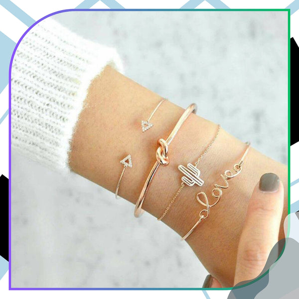 4 vnt. auksinės apyrankės rinkinys, metalas V22