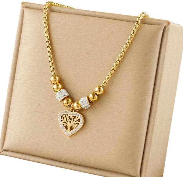 Auksinis vėrinys grandinėlė su širdimi ir cirkoniu