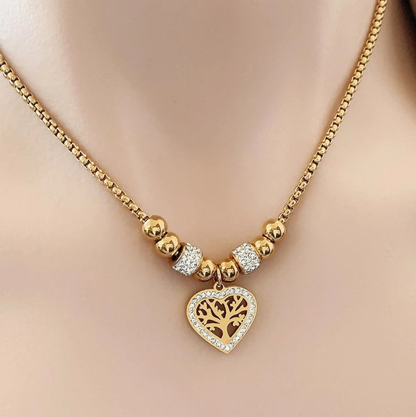 Auksinis vėrinys grandinėlė su širdimi ir cirkoniu