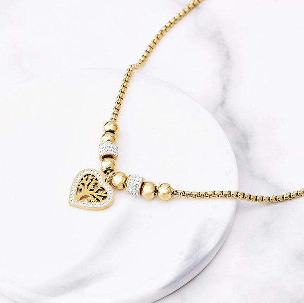 Auksinis vėrinys grandinėlė su širdimi ir cirkoniu