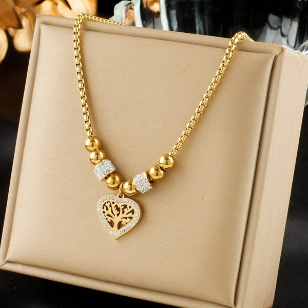 Auksinis vėrinys grandinėlė su širdimi ir cirkoniu