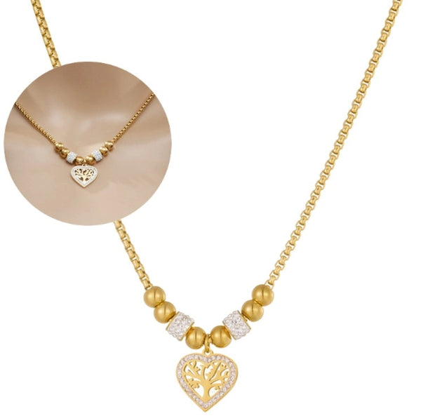 Auksinis vėrinys grandinėlė su širdimi ir cirkoniu