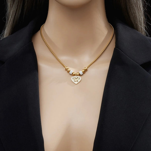 Auksinis vėrinys grandinėlė su širdimi ir cirkoniu