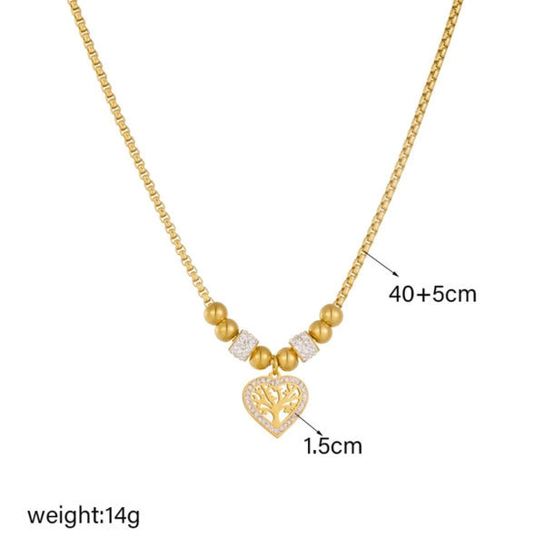 Auksinis vėrinys grandinėlė su širdimi ir cirkoniu