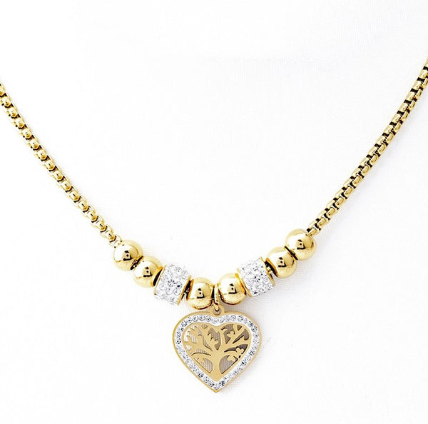 Auksinis vėrinys grandinėlė su širdimi ir cirkoniu