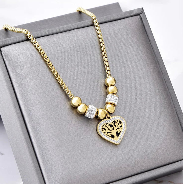 Auksinis vėrinys grandinėlė su širdimi ir cirkoniu