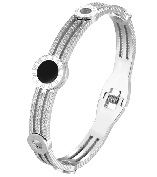 Sidabrinės spalvos apyrankė, chirurginis plienas