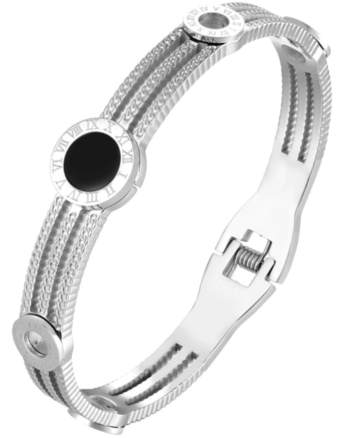 Sidabrinės spalvos apyrankė, chirurginis plienas