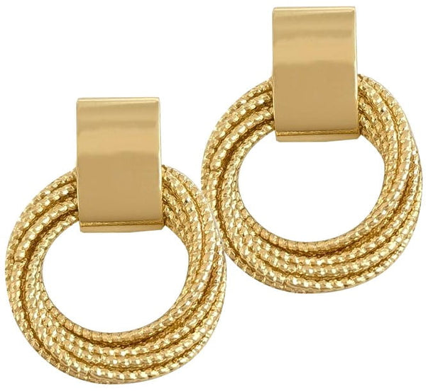 Moteriški retro stiliaus auksinės spalvos auskarai