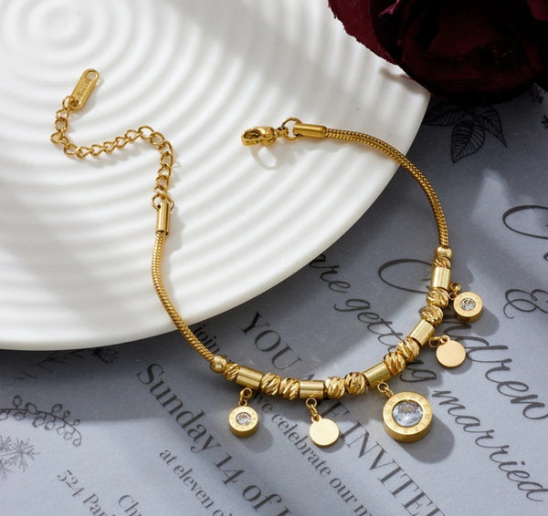 Auksinė apyrankė su pakabukais, elegantiška, chirurginis plienas