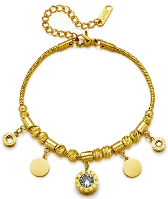 Auksinė apyrankė su pakabukais, elegantiška, chirurginis plienas