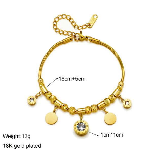 Auksinė apyrankė su pakabukais, elegantiška, chirurginis plienas