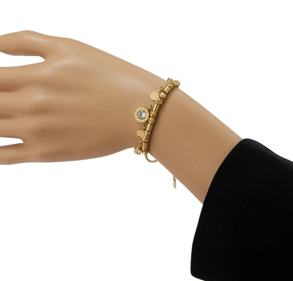 Auksinė apyrankė su pakabukais, elegantiška, chirurginis plienas