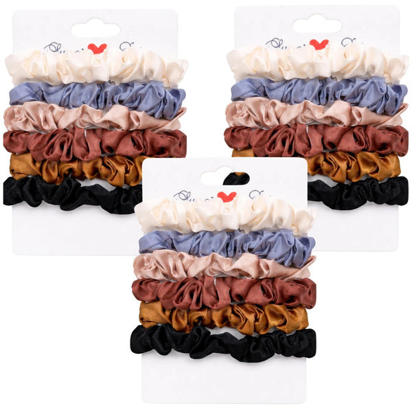 18 vnt. satininės plaukų gumytės, spalvų miksas