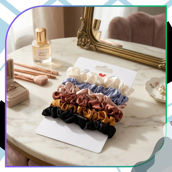 18 vnt. satininės plaukų gumytės, spalvų miksas