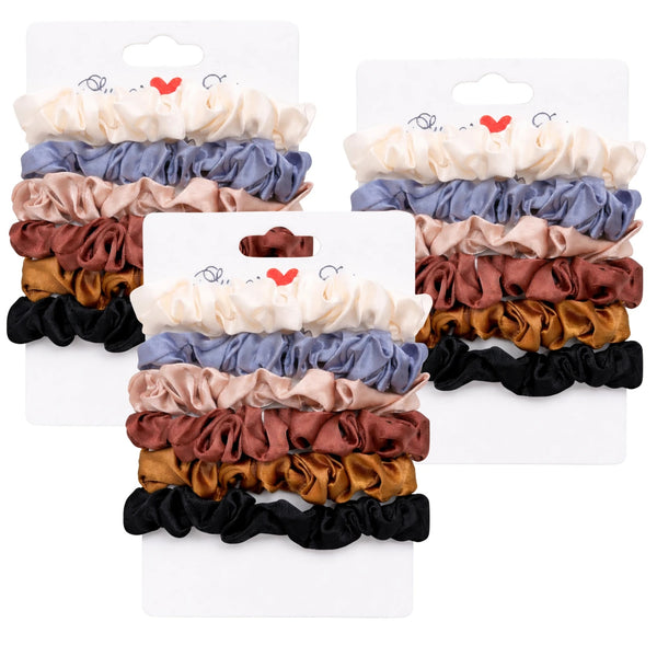 18 vnt. satininės plaukų gumytės, spalvų miksas