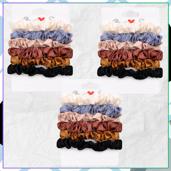 18 vnt. satininės plaukų gumytės, spalvų miksas