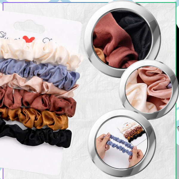 18 vnt. satininės plaukų gumytės, spalvų miksas