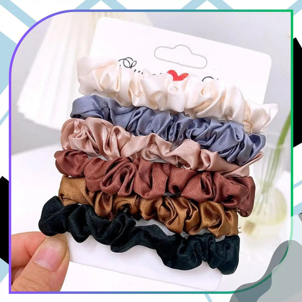 18 vnt. satininės plaukų gumytės, spalvų miksas