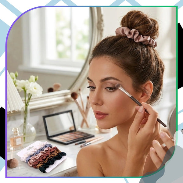 18 vnt. satininės plaukų gumytės, spalvų miksas