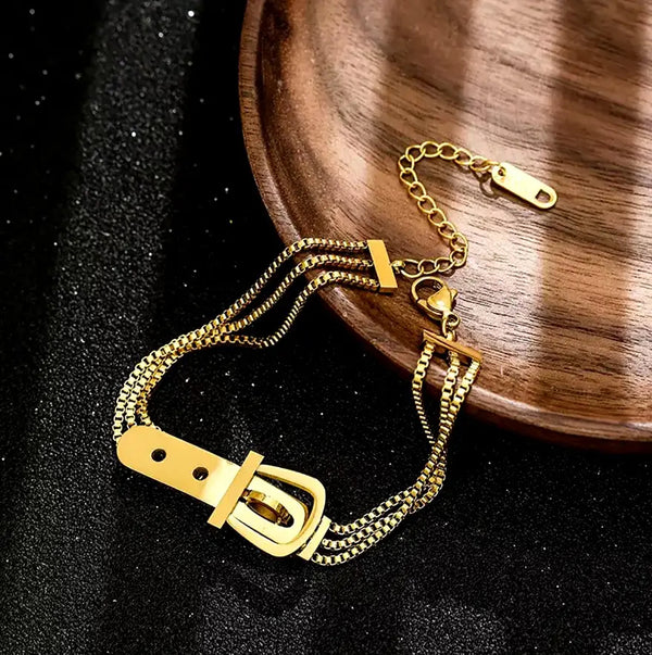 Auksinės spalvos elegantiška apyrankė, chirurginis plienas