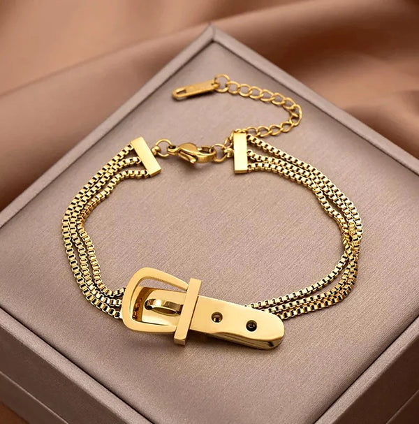 Auksinės spalvos elegantiška apyrankė, chirurginis plienas