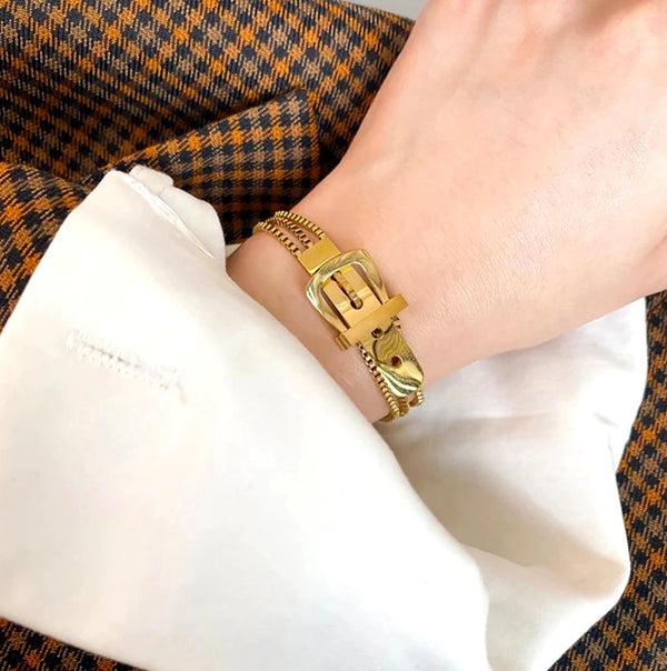 Auksinės spalvos elegantiška apyrankė, chirurginis plienas