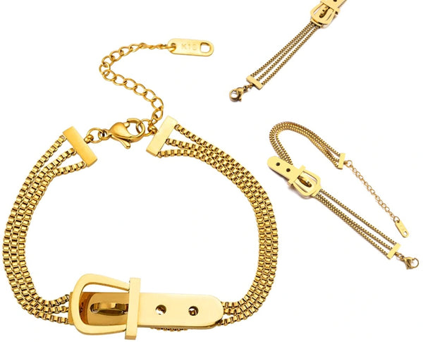 Auksinės spalvos elegantiška apyrankė, chirurginis plienas