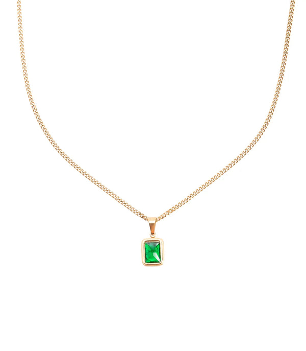 Elegantiškas auksinis vėrinys su žalia cirkonija