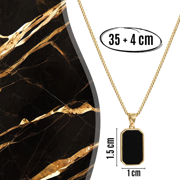 Auksinė grandinėlė su juoda plokštele, chirurginis plienas