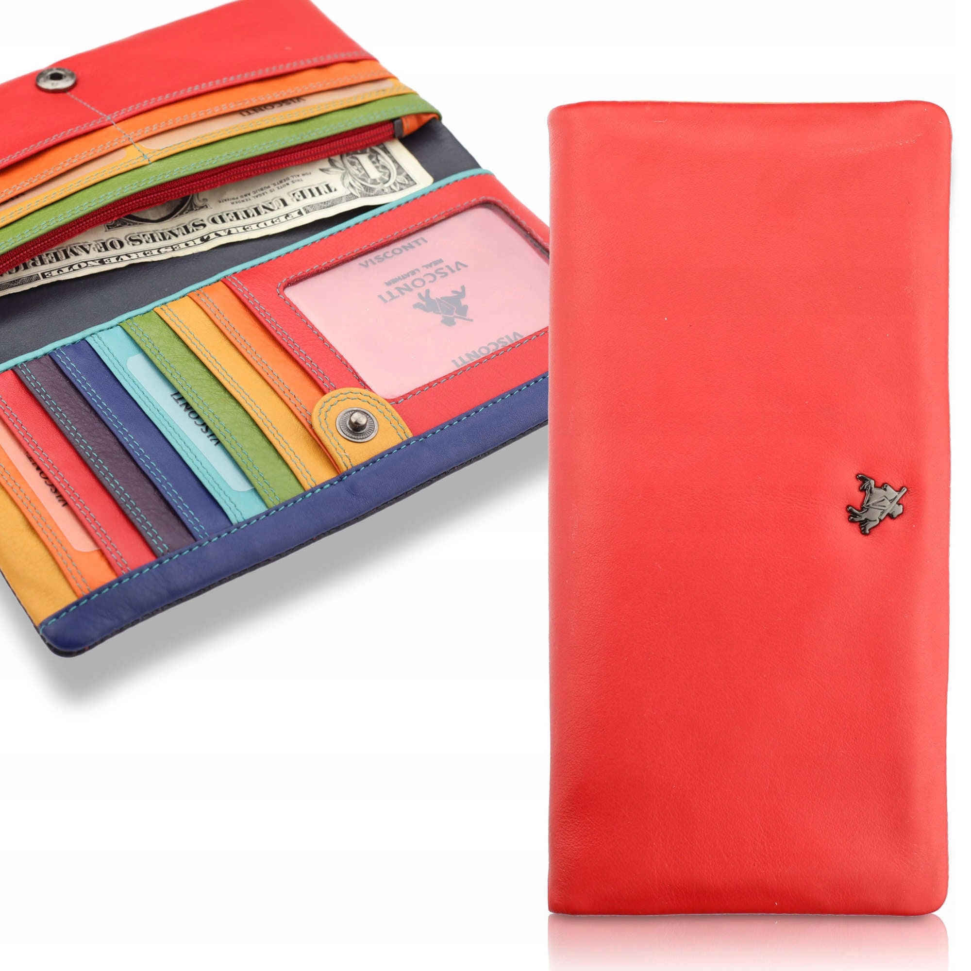 Natūralios odos piniginė moterims Visconti CM-70, raudona N15