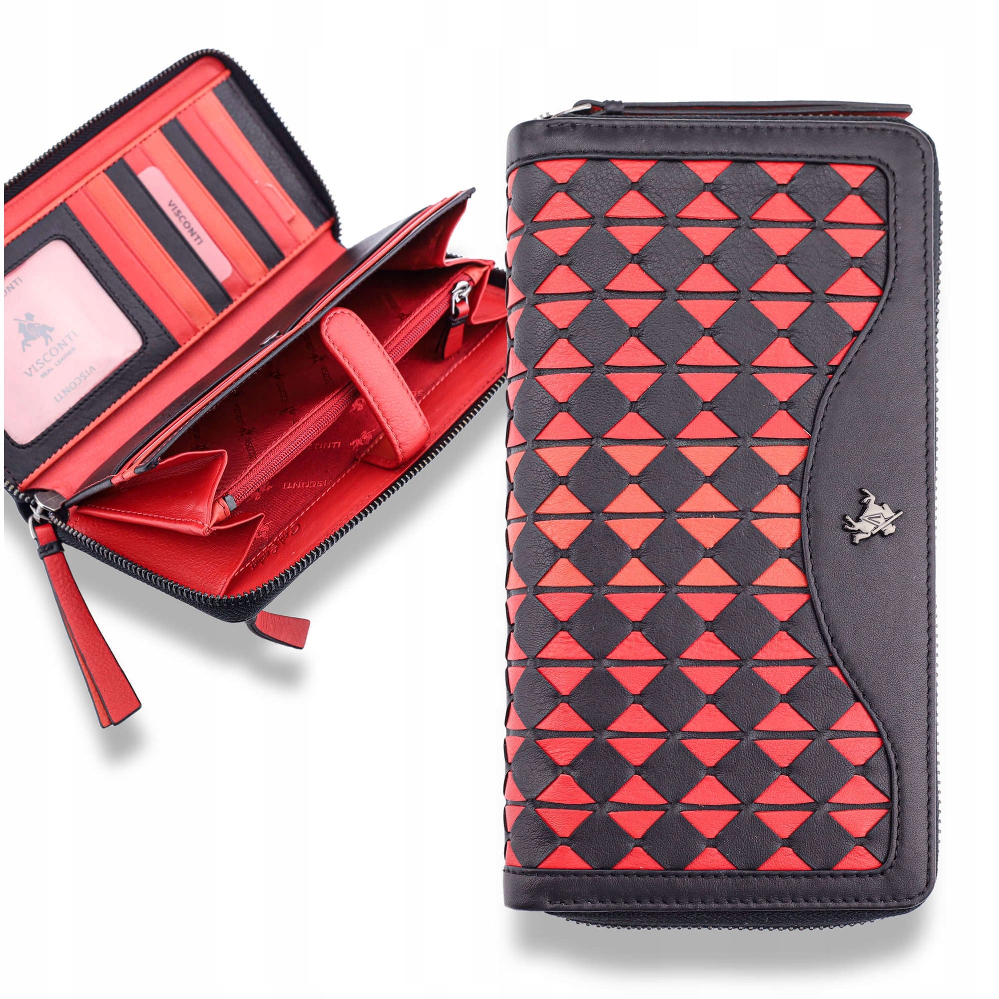 Natūralios odos piniginė moterims Visconti BR-76, raudona N13