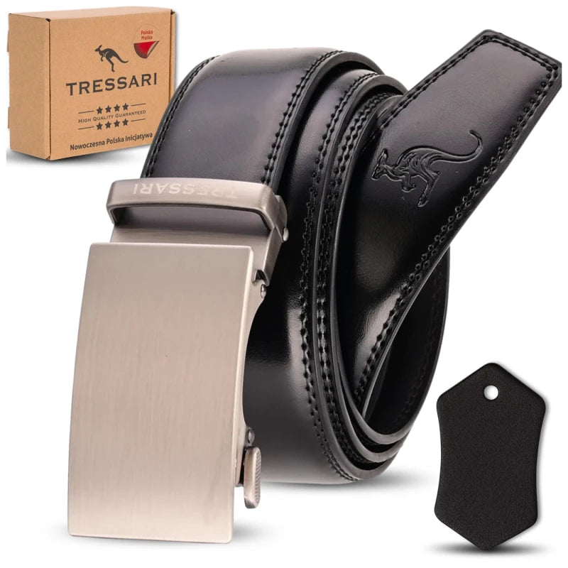 Vyriškas juodas odinis diržas 120 cm TRESSARI T25