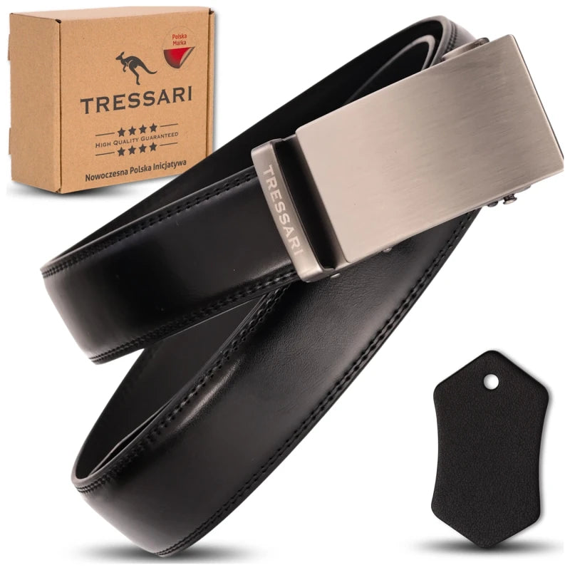 Vyriškas juodas odinis diržas 120 cm TRESSARI T25