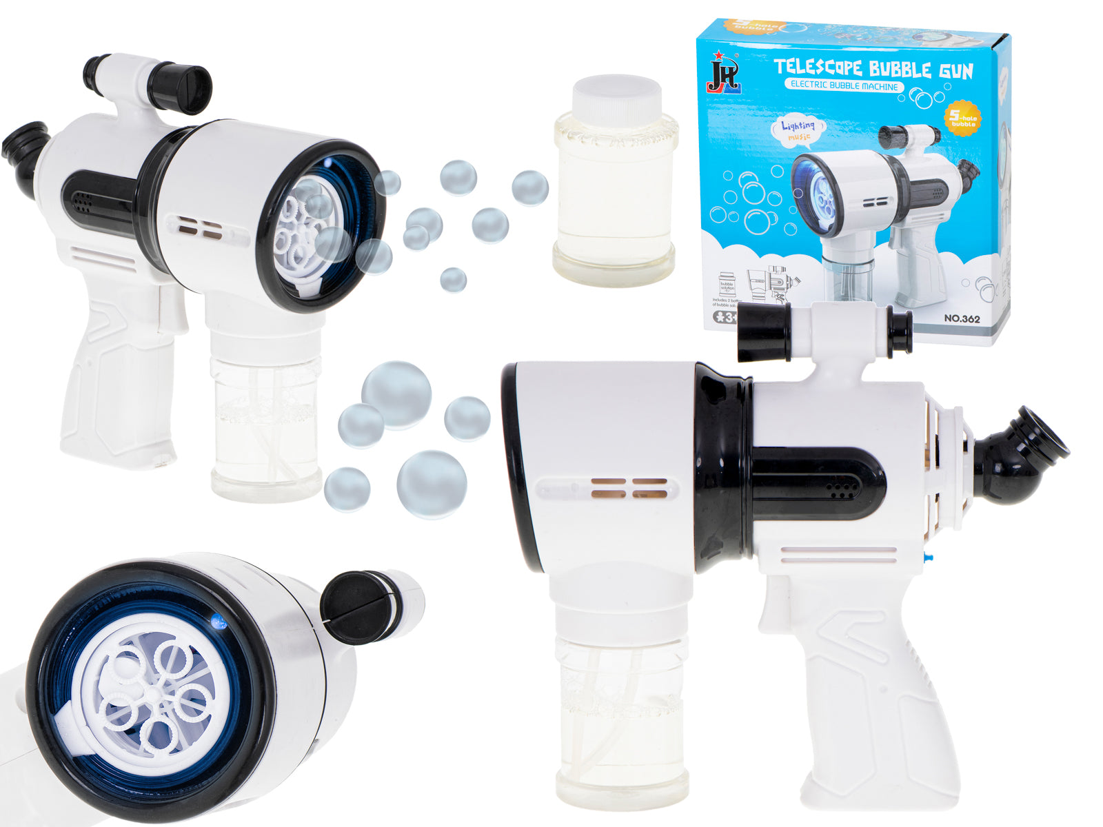 Baltas muilo burbulų pistoletas