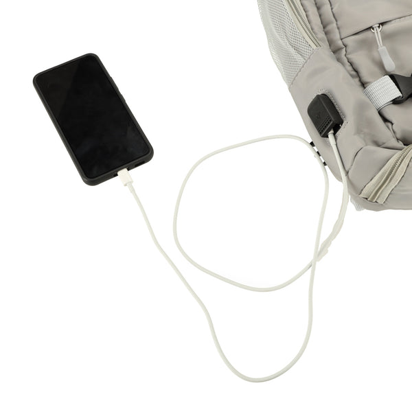 Kelioninė rankinio bagažo kuprinė su USB, pilka