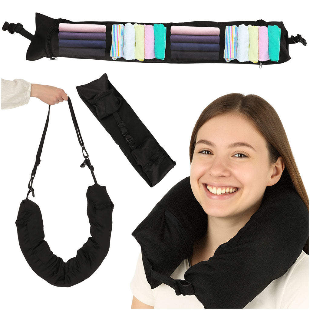 Juoda kelioninė pagalvė ant kaklo